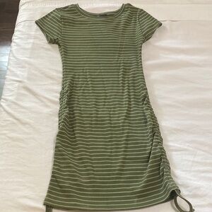 Green Ruched Mini Sheath Dress